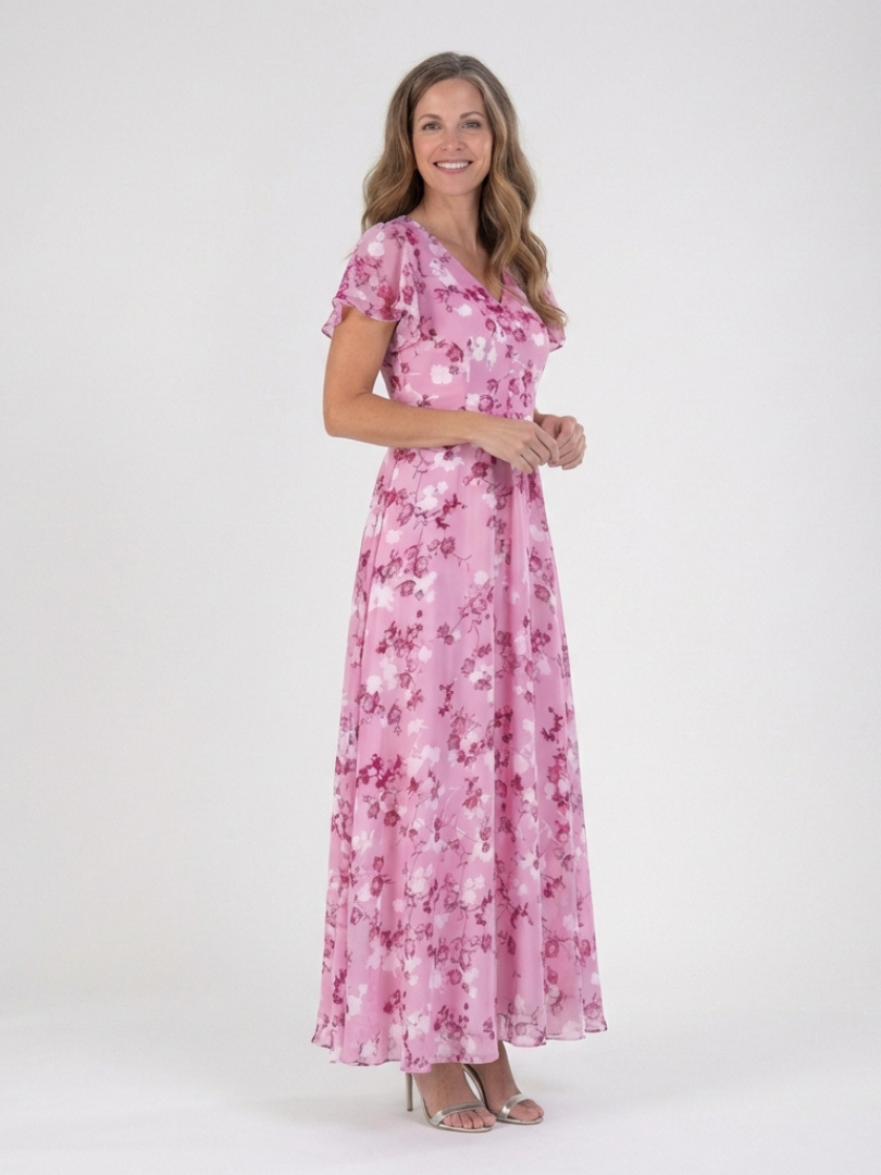 Ismeria | Vestido Maxi de Chiffon con Flores