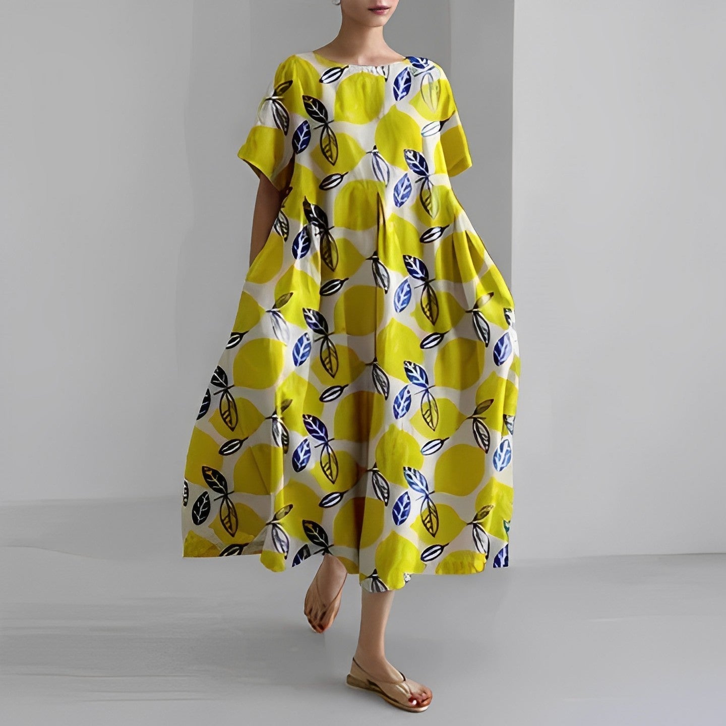 Daisy - Vestido Maxi Suelto de Gran Onda Retro