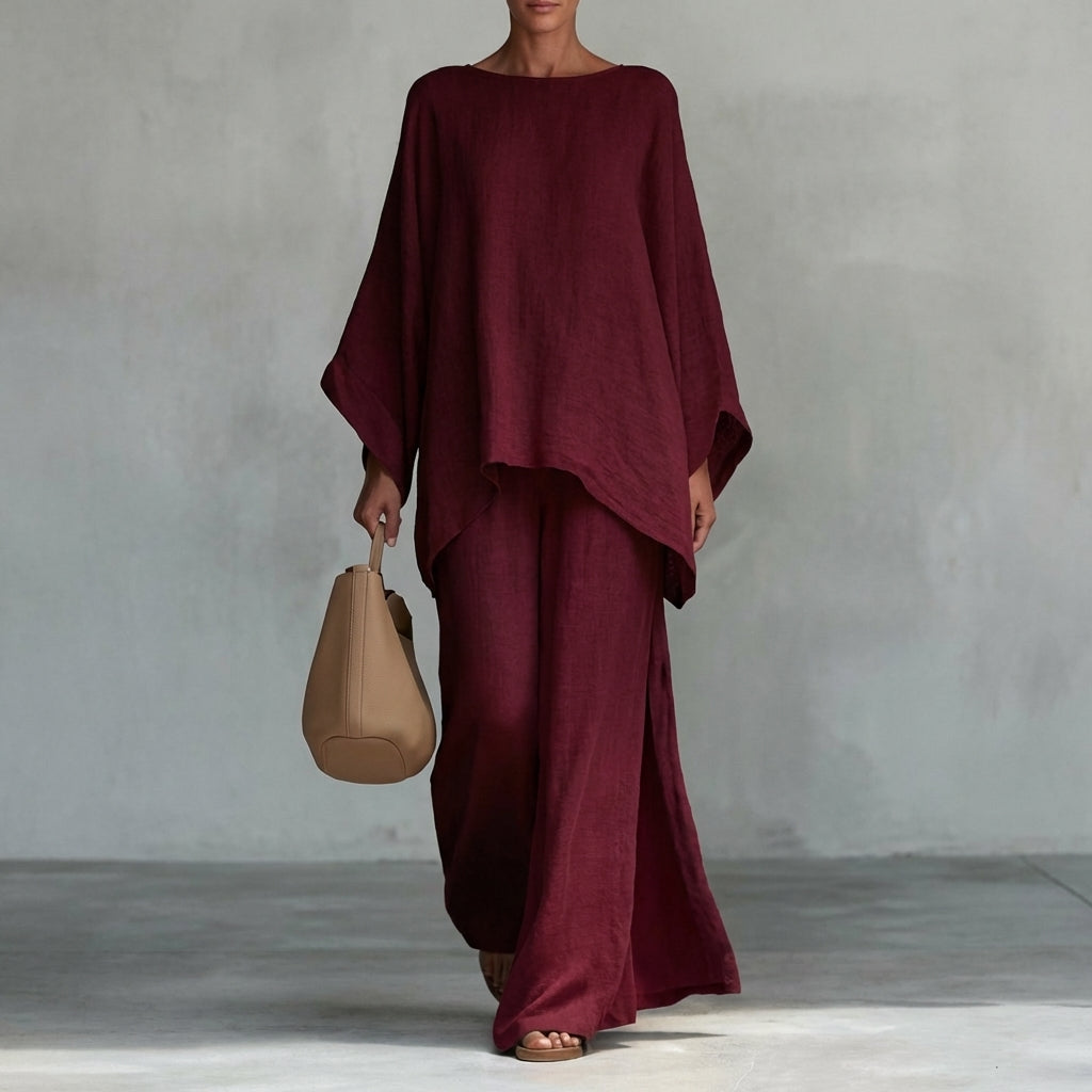 Cristina | Conjunto Suave de Dos Piezas con Mangas Largas y Pantalones Amplios