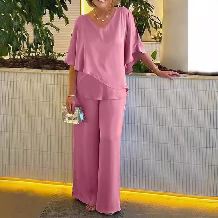 Martha - Conjunto cómodo con piernas anchas
