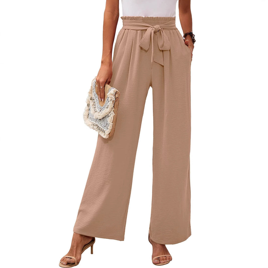 Pantalones de Pierna Ancha de Cintura Alta para Mujeres con Cintura de Tiro Suave