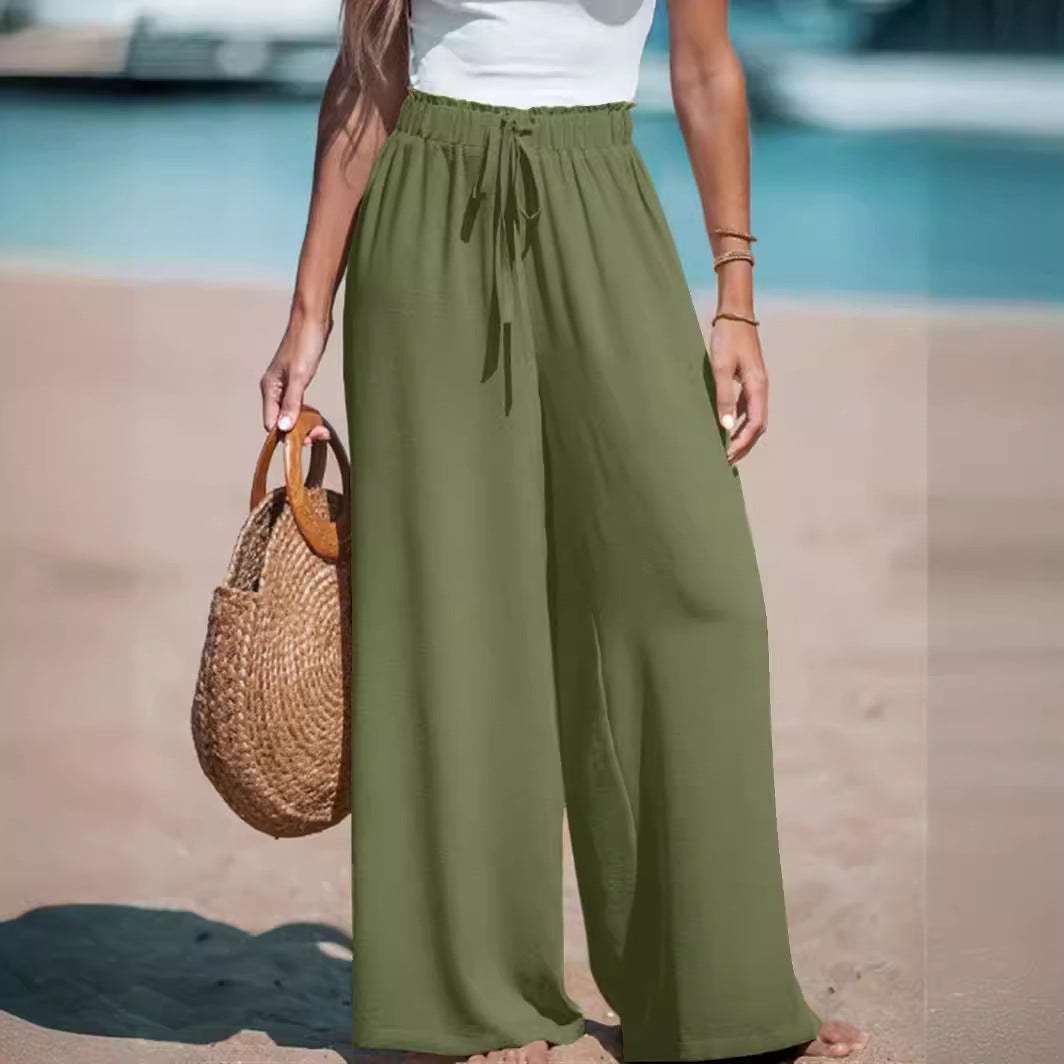 Pantalones Anchos Livianos para Mujeres, Cómodos con Cintura Ajustable