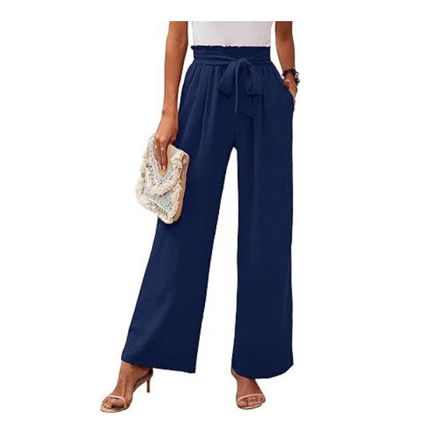 Pantalones de Pierna Ancha de Cintura Alta para Mujeres con Cintura de Tiro Suave