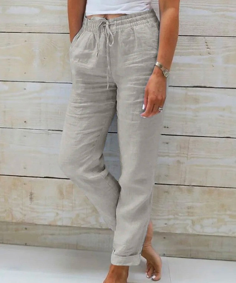 Pantalones Ligeros de Lino para Mujeres, Transpirables y Cómodos