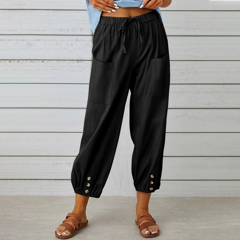 Pantalones Cortos de Algodón y Lino para Mujer de Corte Suelto y Pierna Ancha