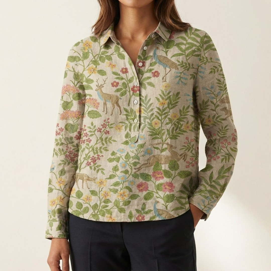 Bianca™ | Blusa de Lino Atemporal con Estampado