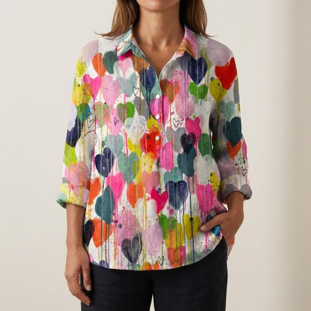 Carlotta – Camisa de lino con estampado