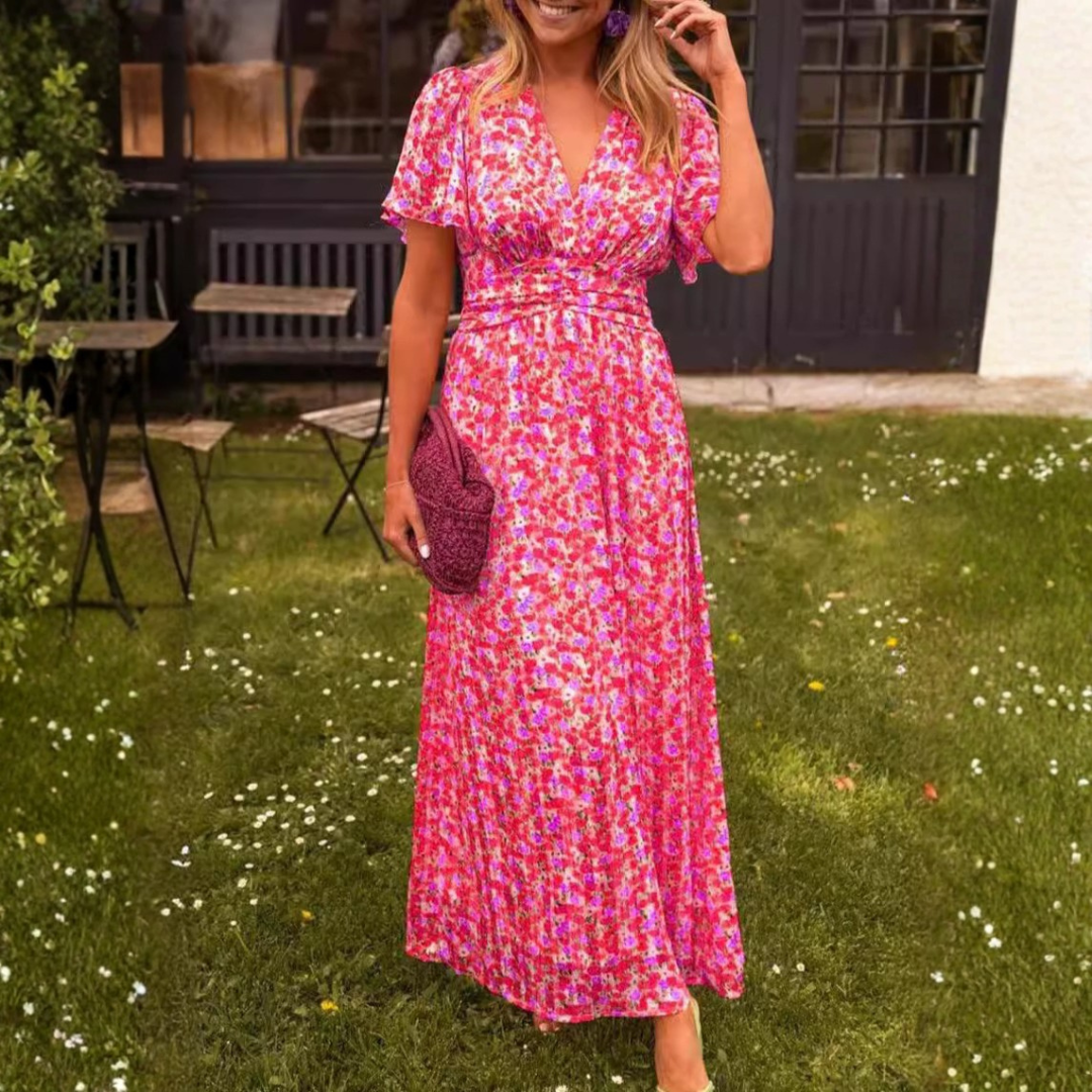 Élina – Vestido largo fluido con flores