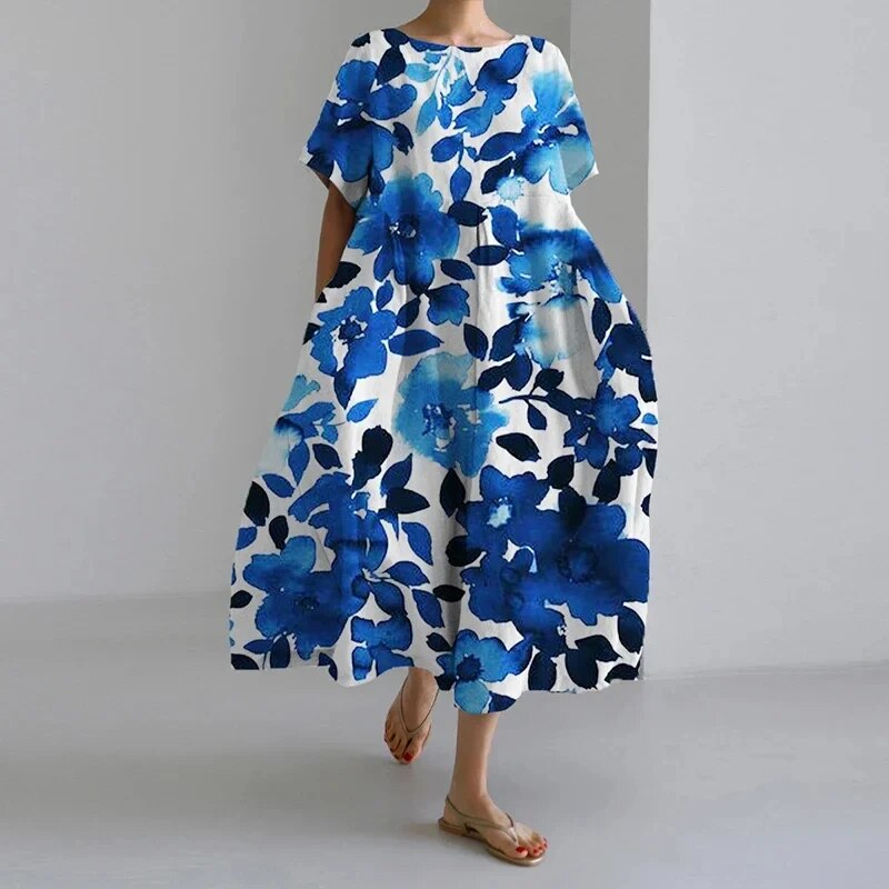 Daisy - Vestido Maxi Suelto de Gran Onda Retro
