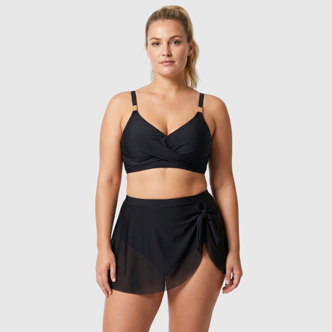 Hanne | Bikini de Cintura Alta con Falda de Malla
