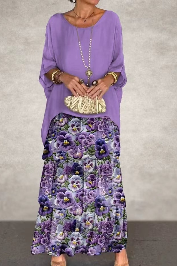 Vestido Capa Nora - Flor Púrpura
