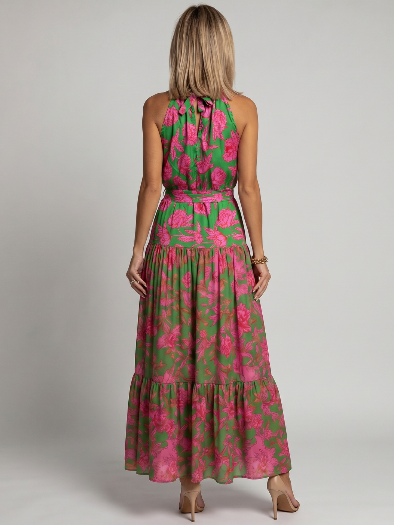 Rowen | Vestido Midi con Escote Halter Drapado