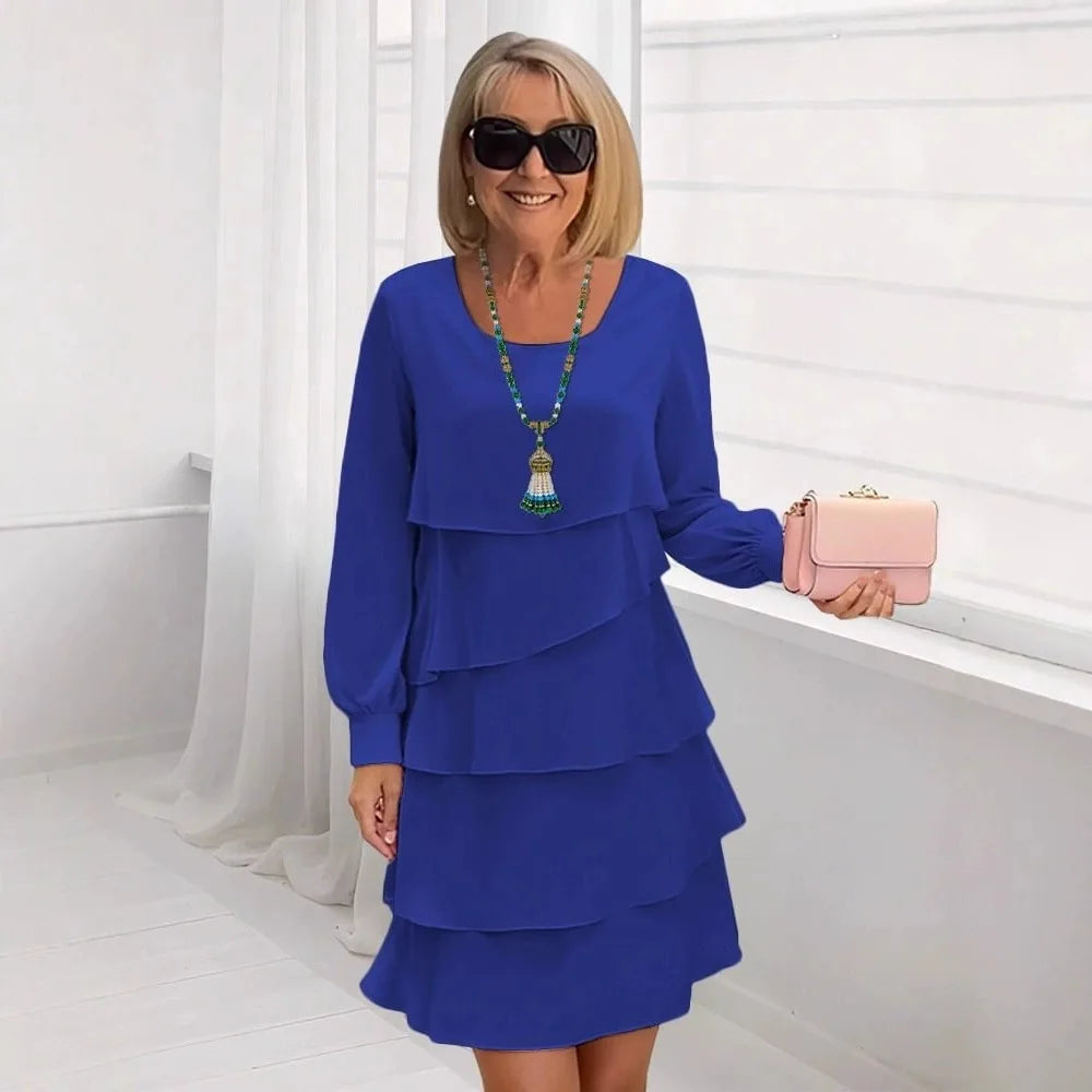 Margaret • Vestido Largo de Ropa Elegante con Volantes y Manga Larga