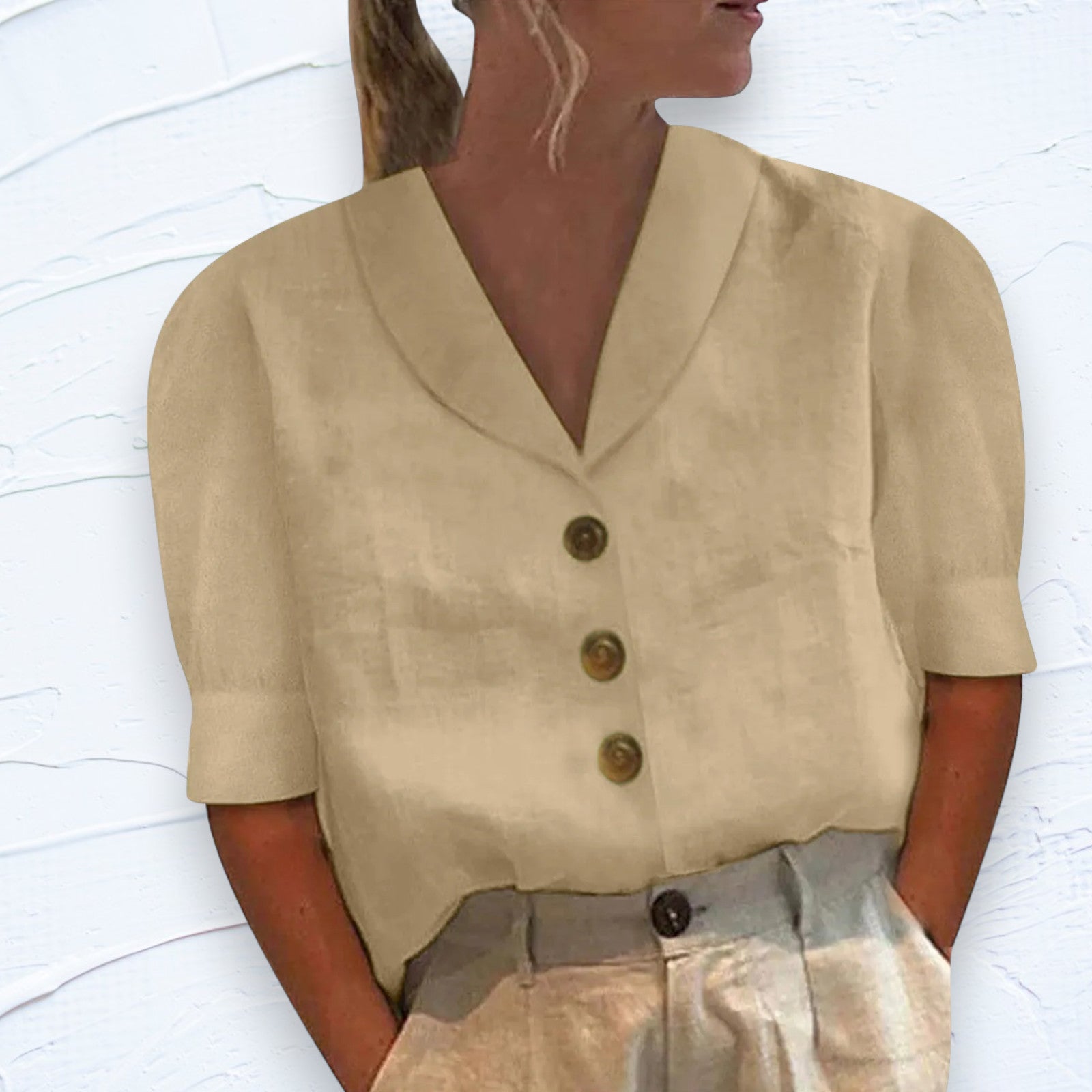 Blusa Retro-Chic con Frente Anudado