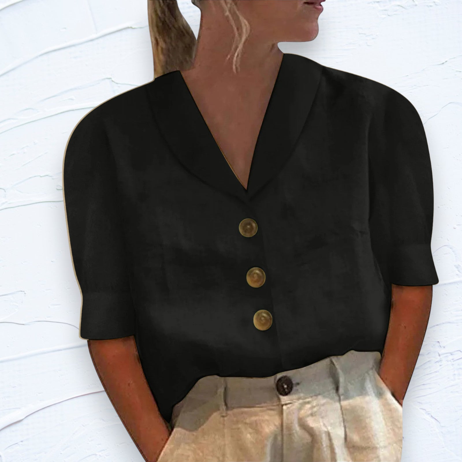 Blusa Retro-Chic con Frente Anudado