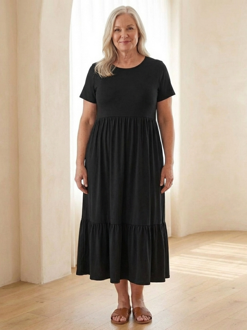 Nerissa | Vestido midi de tirantes cortos con cuello redondo