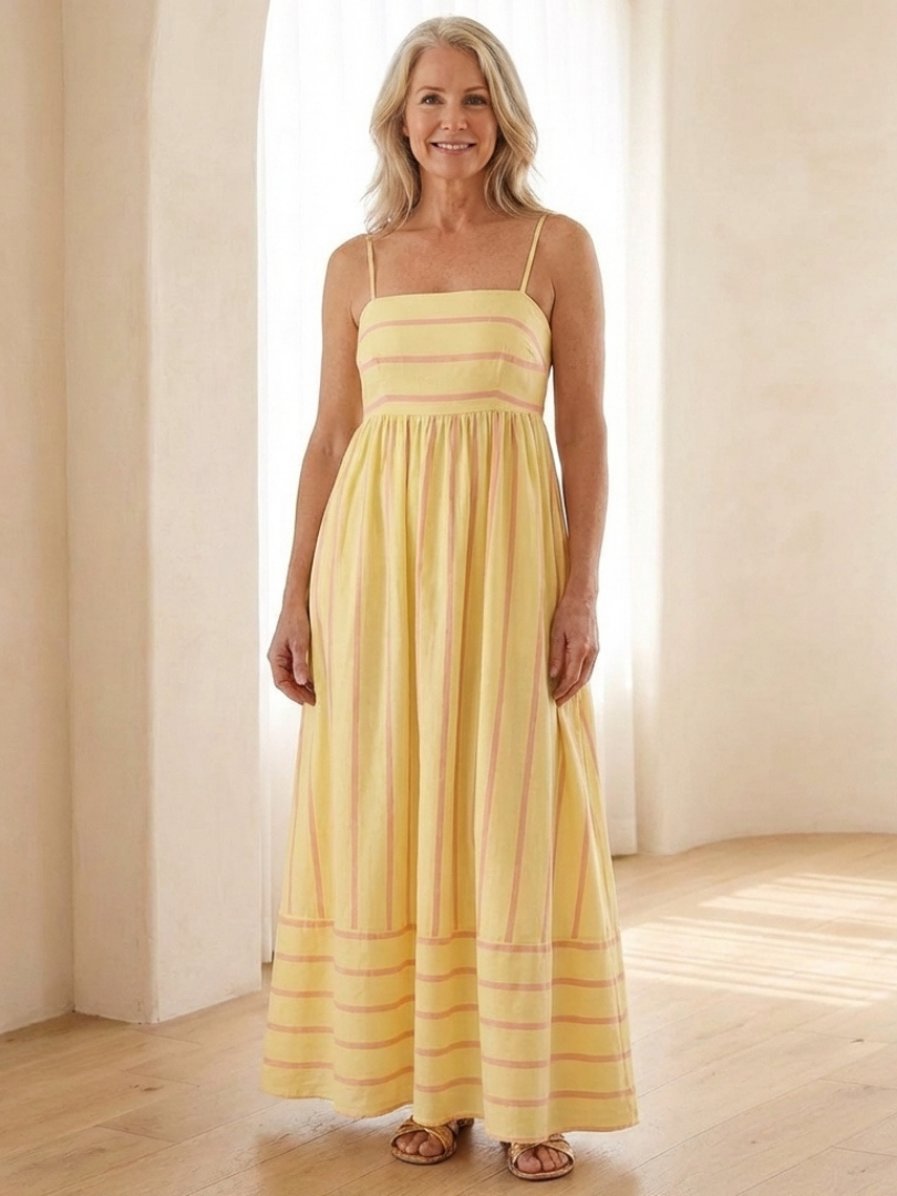 Oceane | Vestido Maxí de Tirantes de Espagueti con Cintura Recogida