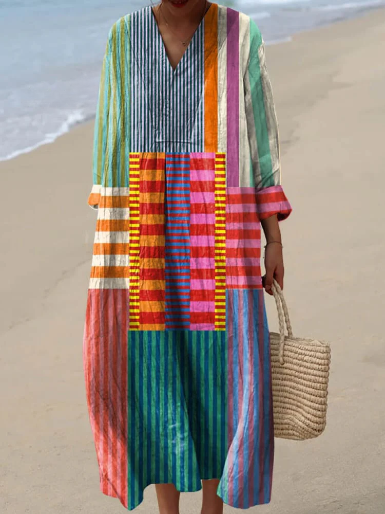 Vestido de Estampado Geométrico Retro para Mujeres