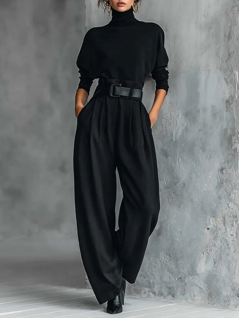 Lisa™ || Conjunto negro de 2 piezas con cinturón