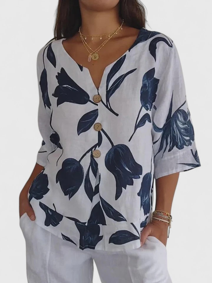 Laura | Blusa V-Cuello Cómoda