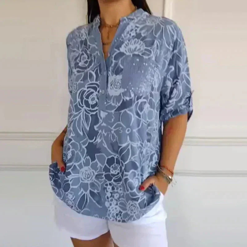Coralie™ — Blusa elegante con estampado refinado