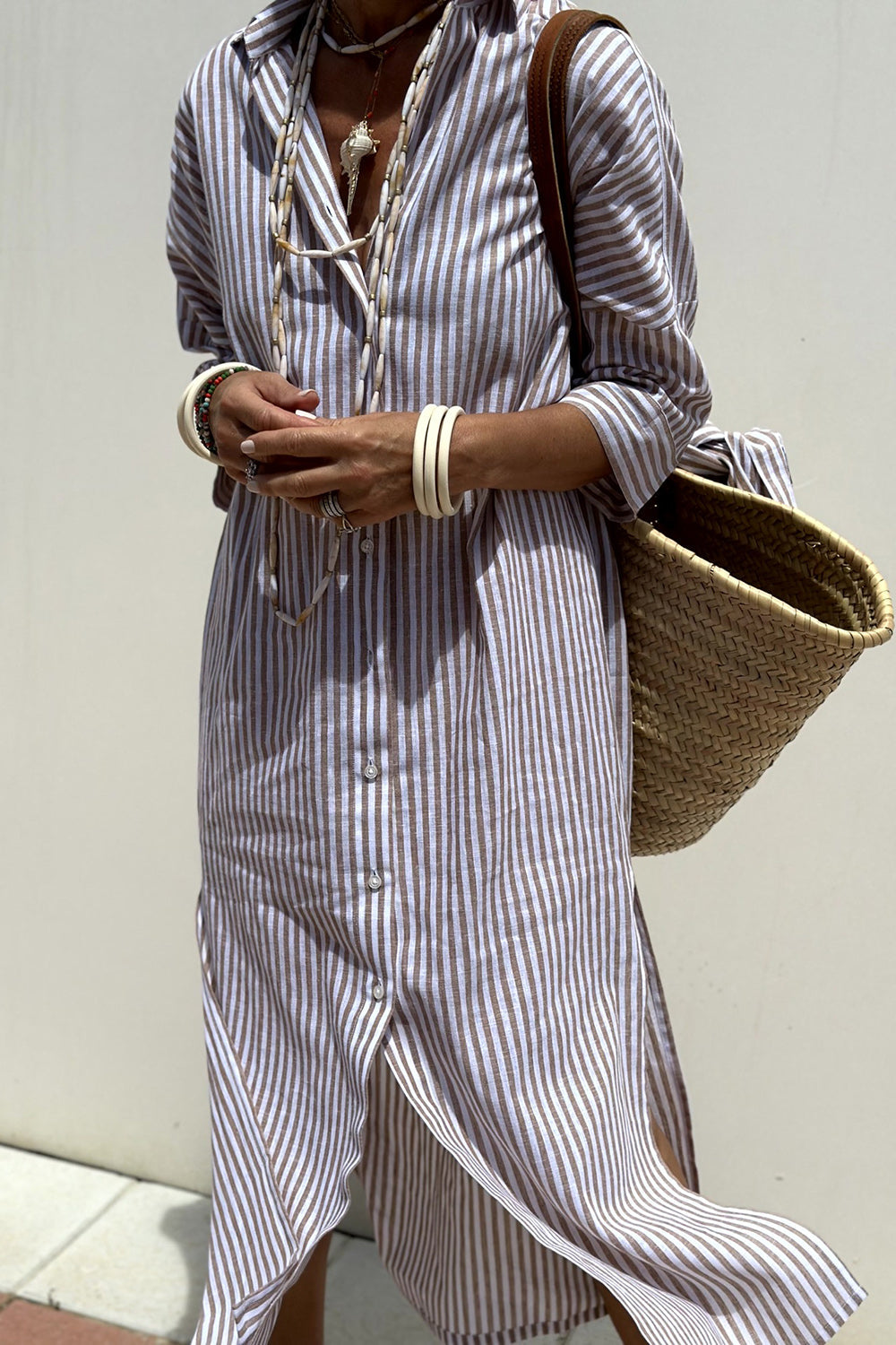 Sophia | Vestido Camisero a Rayas Atemporal con Confort Elegante