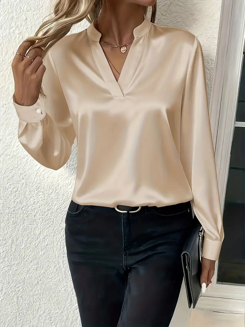 Claudine™ – Blusa satinada elegante atemporal refinada