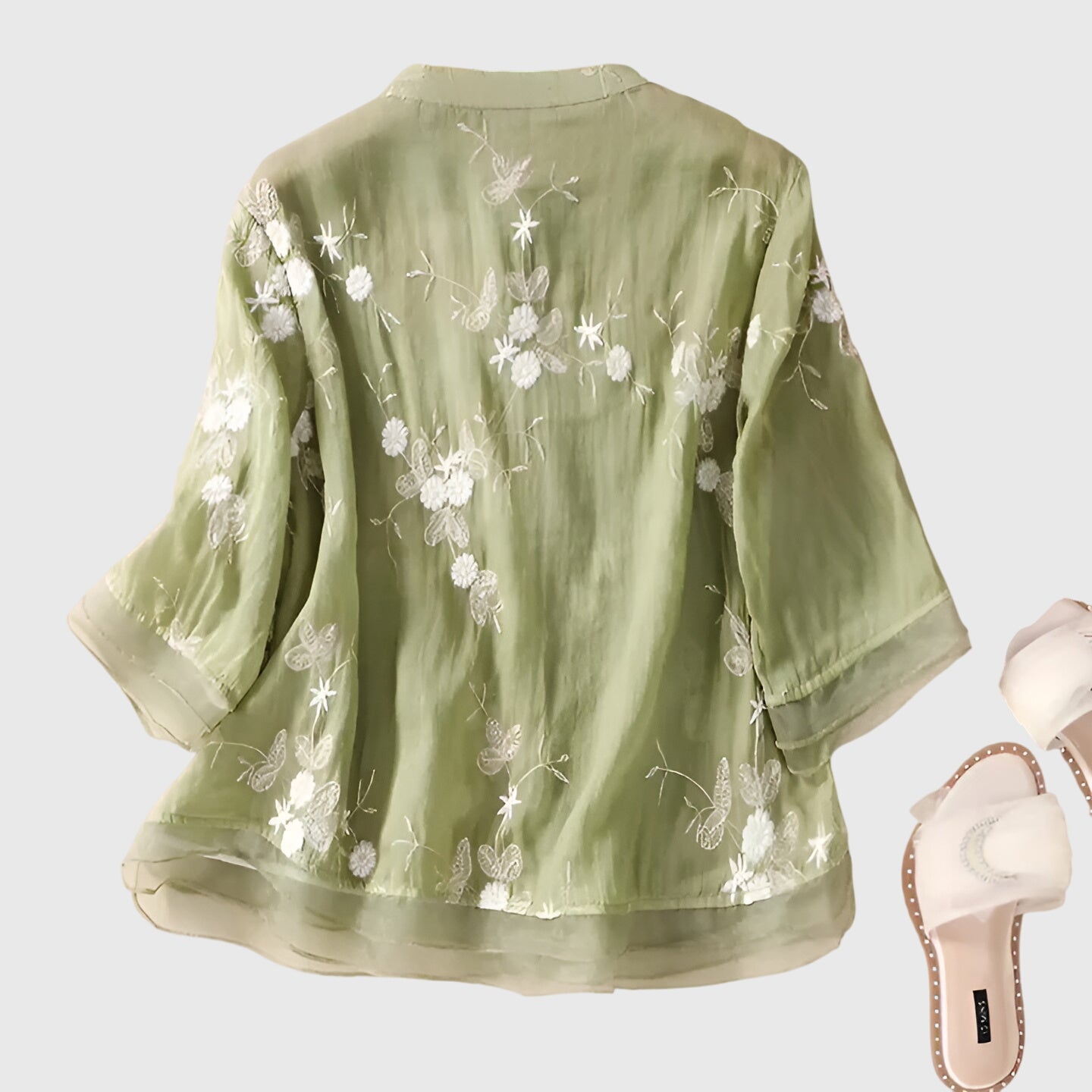 Nellie | Top Elegante con Flores Bordadas