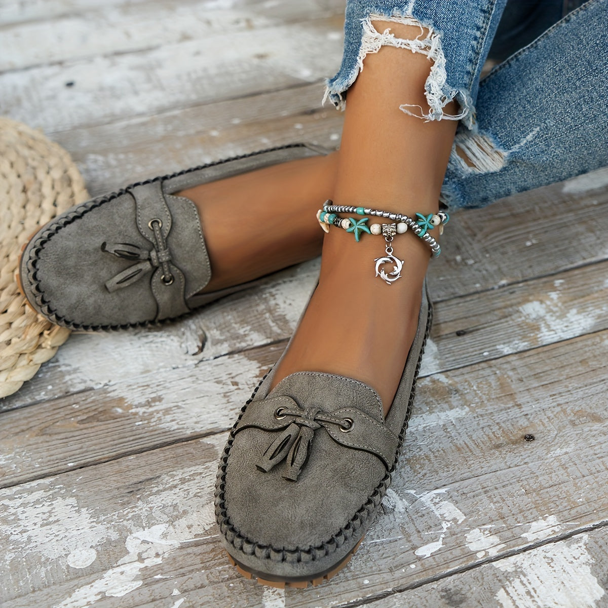 Nadine - Mocasines Clásicos con Detalle de Borlas