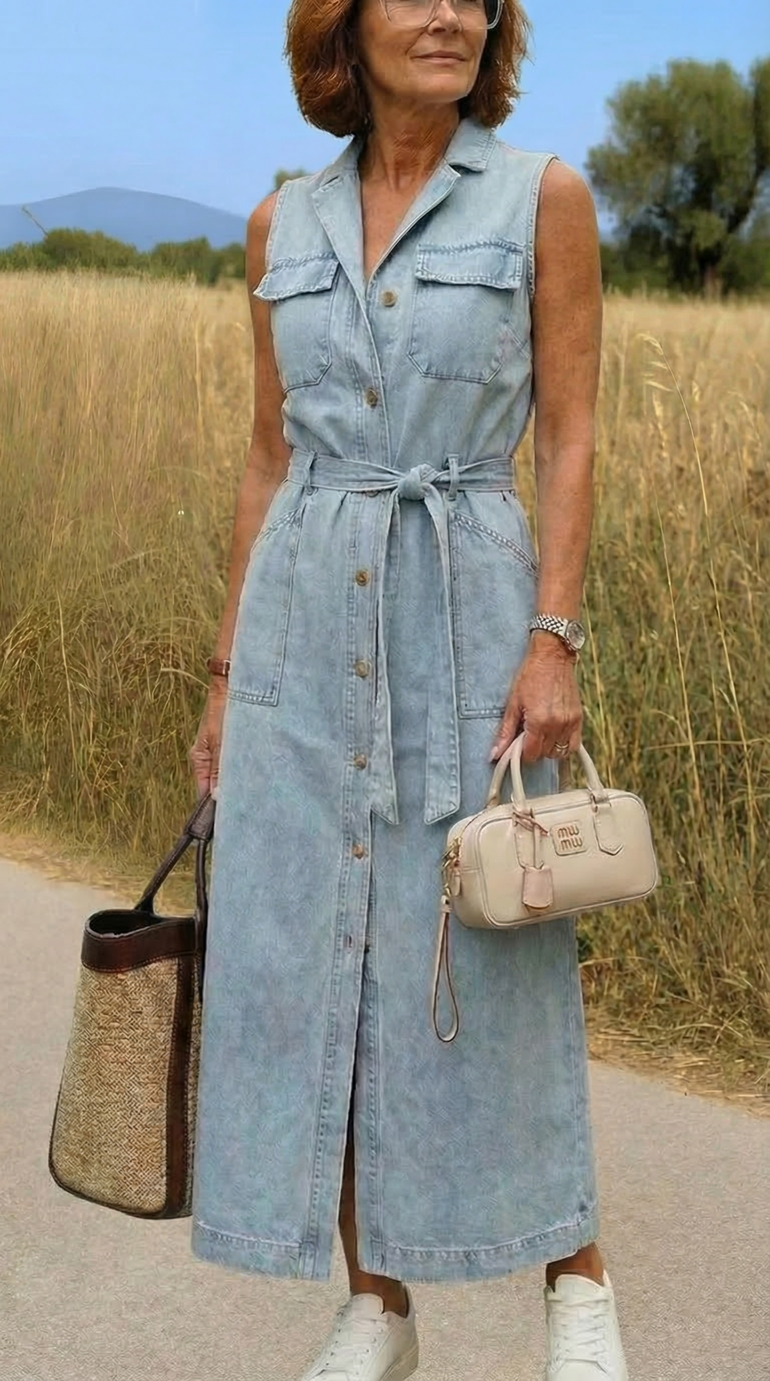 Hanna | Vestido largo de denim sin tirantes