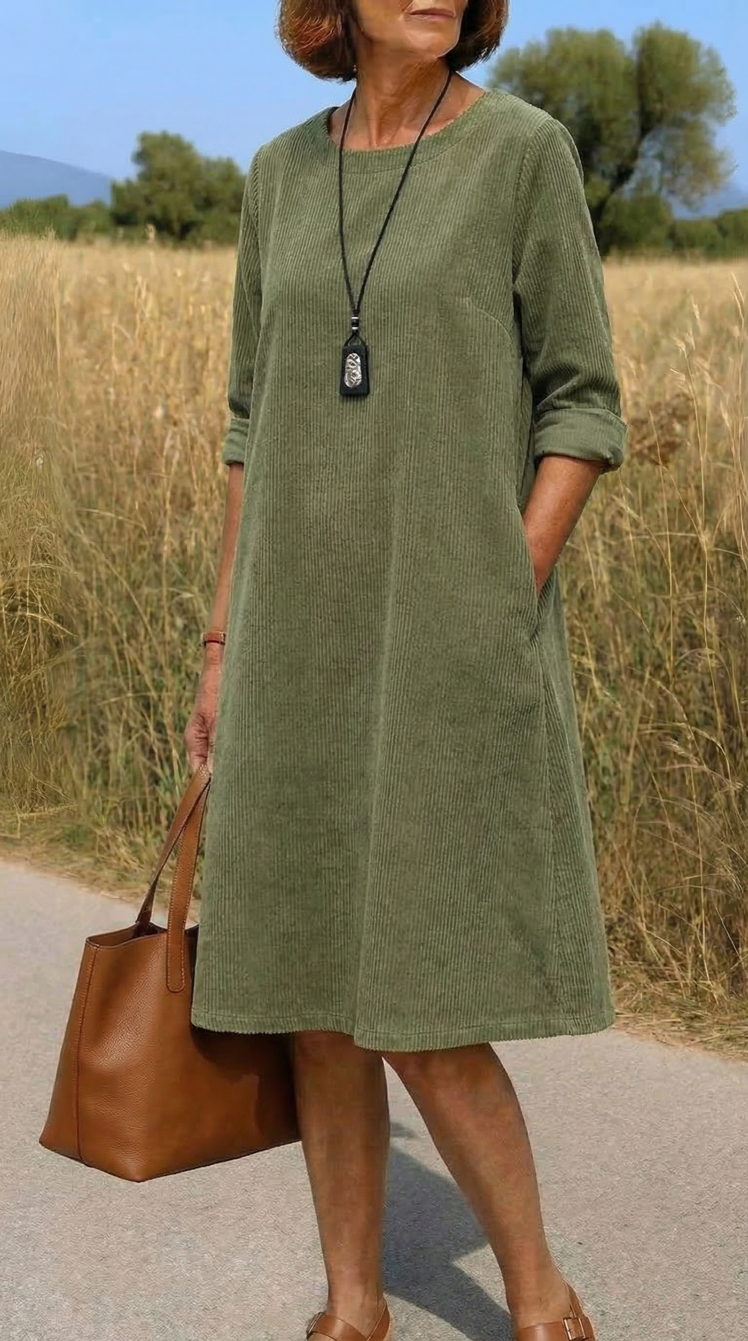 Túnica de pana vintage cómoda