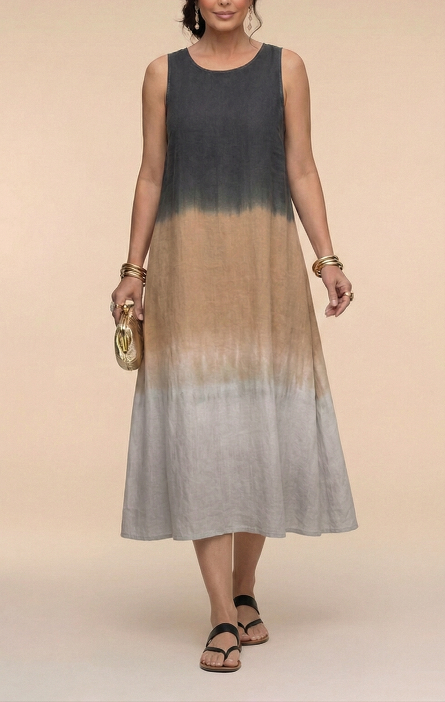 Sorelle | Vestido Midi Ombre Sin Mangas
