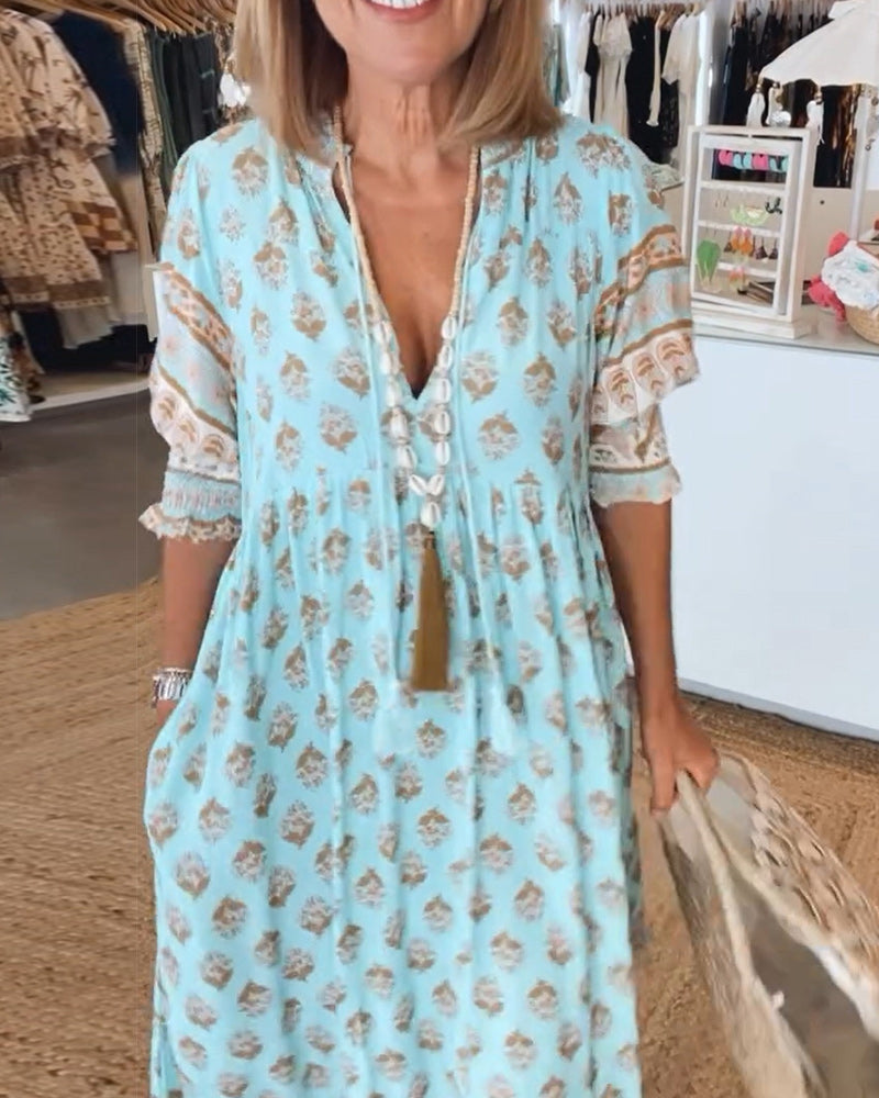Peyton – Vestido Bohemio de Manga Larga con Linterna
