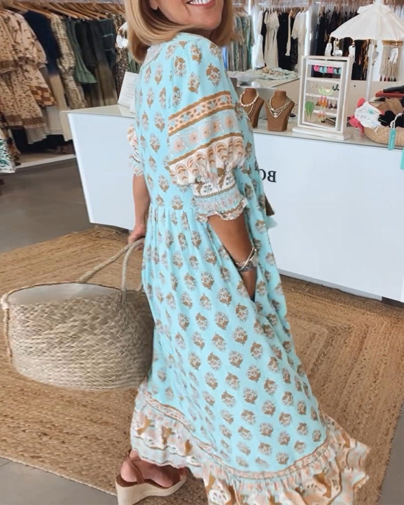 Peyton – Vestido Bohemio de Manga Larga con Linterna