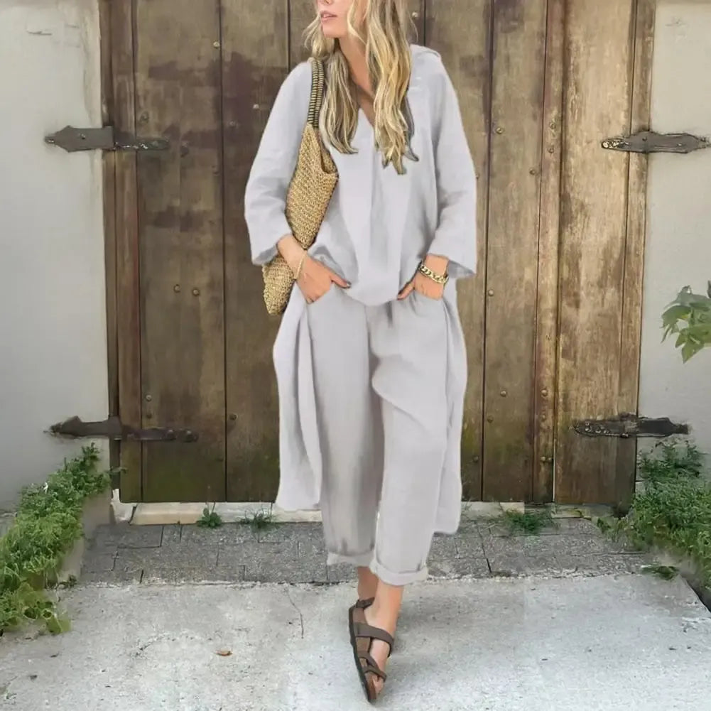 Lucía | Conjunto de Chaleco Largo Relajado y Pantalones de Pierna Ancha