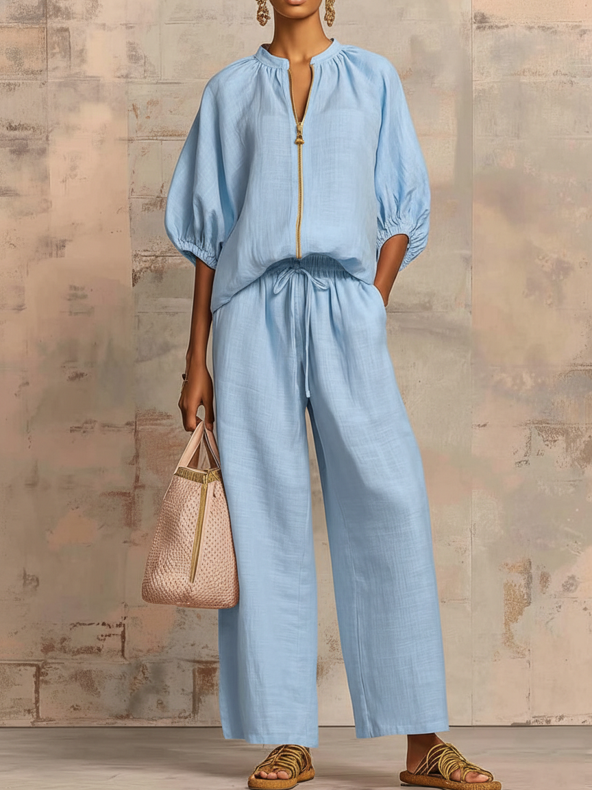 Enrichetta™ – Conjunto Casual Chic con Blusa y Pantalón
