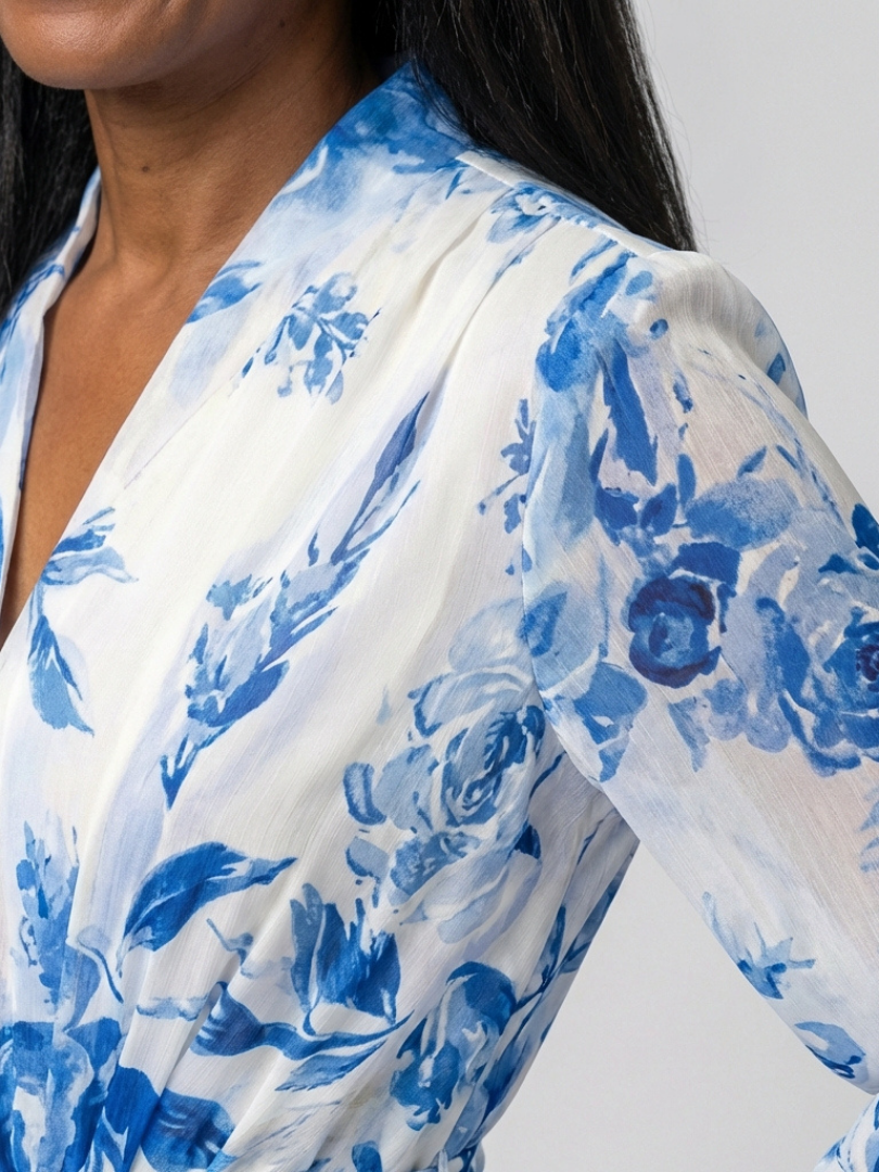 Lillian | Vestido Maxi Wikkel de Flores con Mangas Largas
