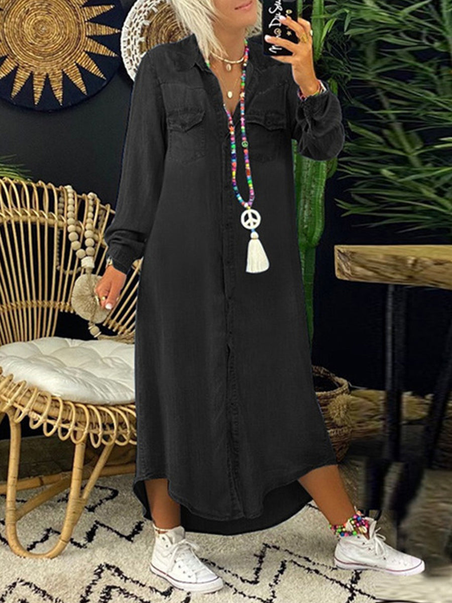 Helen | Vestido Camisero de Mezclilla Casual y Elegante