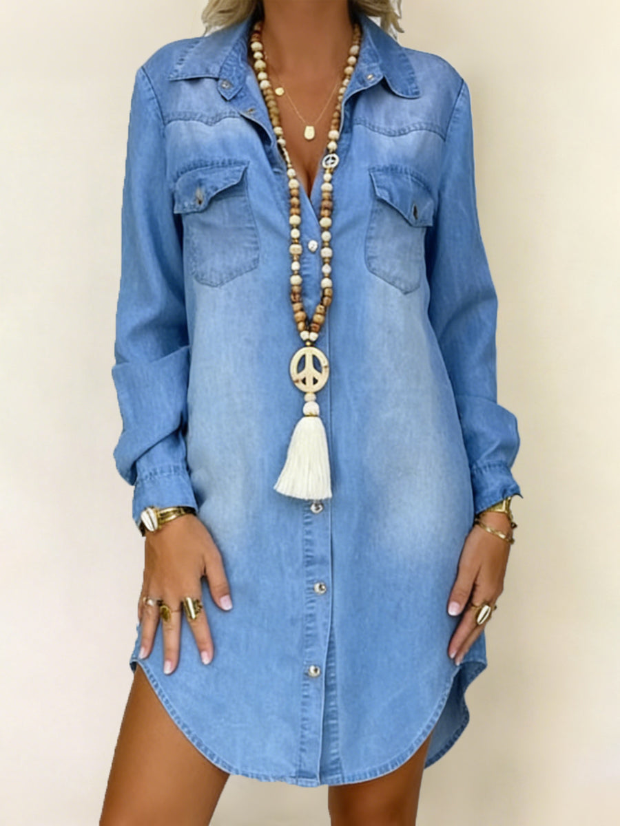 Donna | Vestido Camisero de Mezclilla Casual Elegante