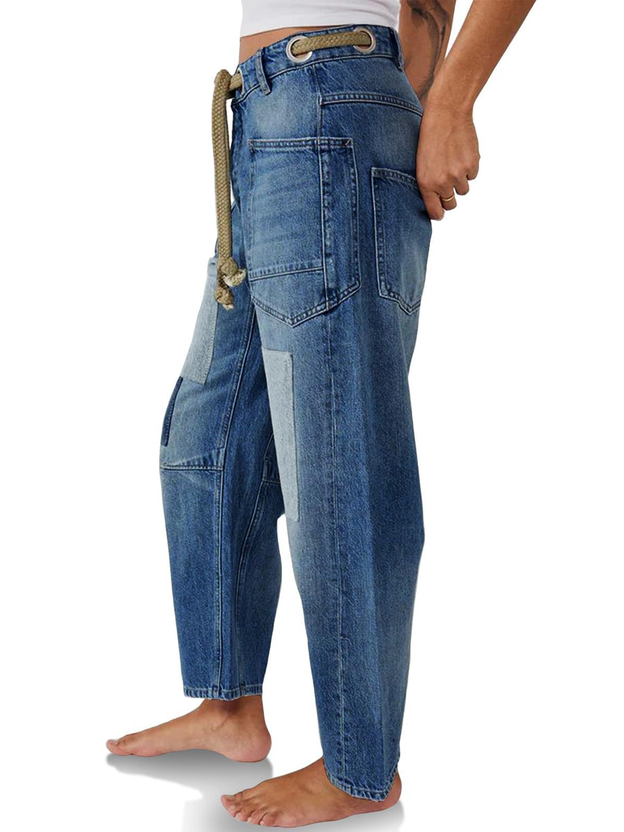 Margaret | Jeans de Patchwork con Cuerda