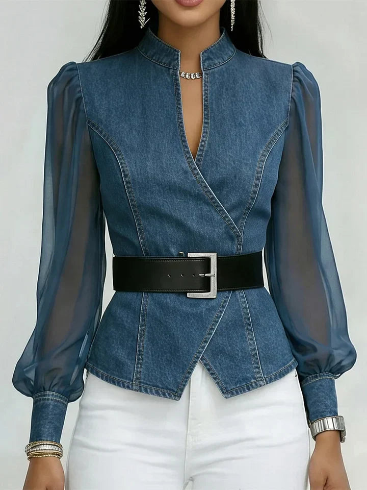 Séraphine™ — Blusa elegante ajustada con cinturón refinado