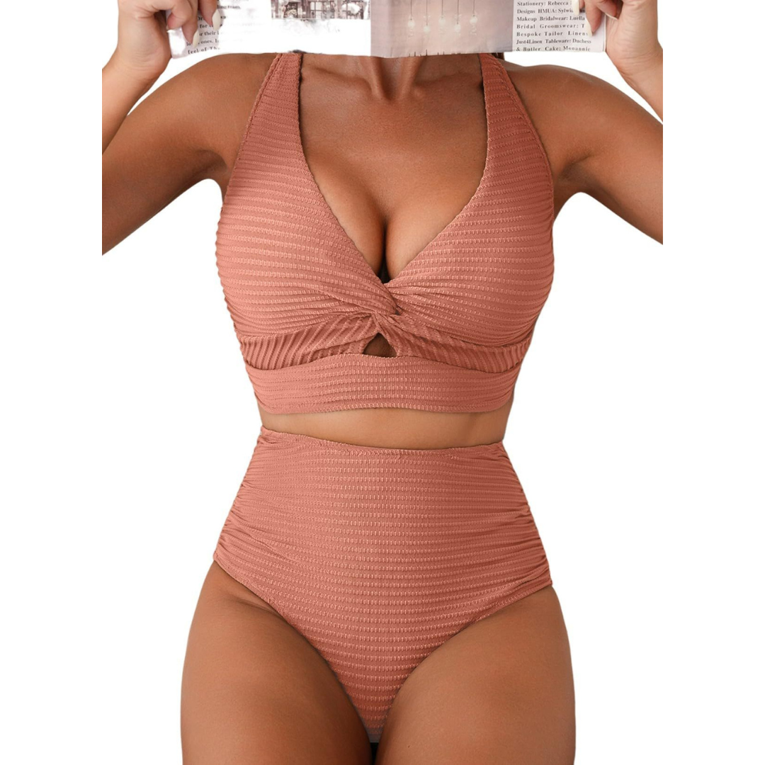 Melanie | Bikini Acanalado de Cintura Alta