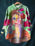Amaris | Pintura al óleo retrato de mujer arte camiseta casual para dama