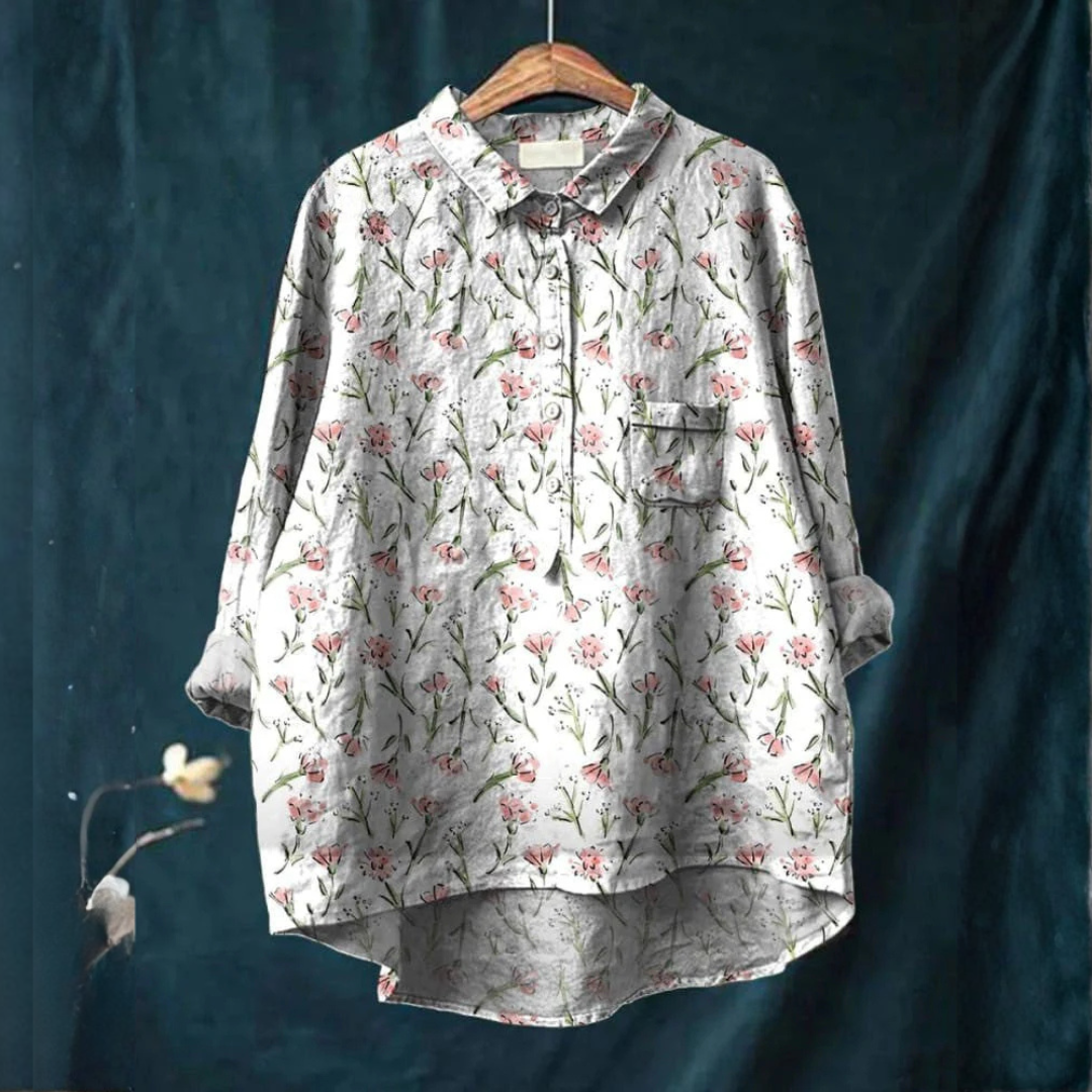 Elise™ | Blusa de Lino Atemporal con Estampado