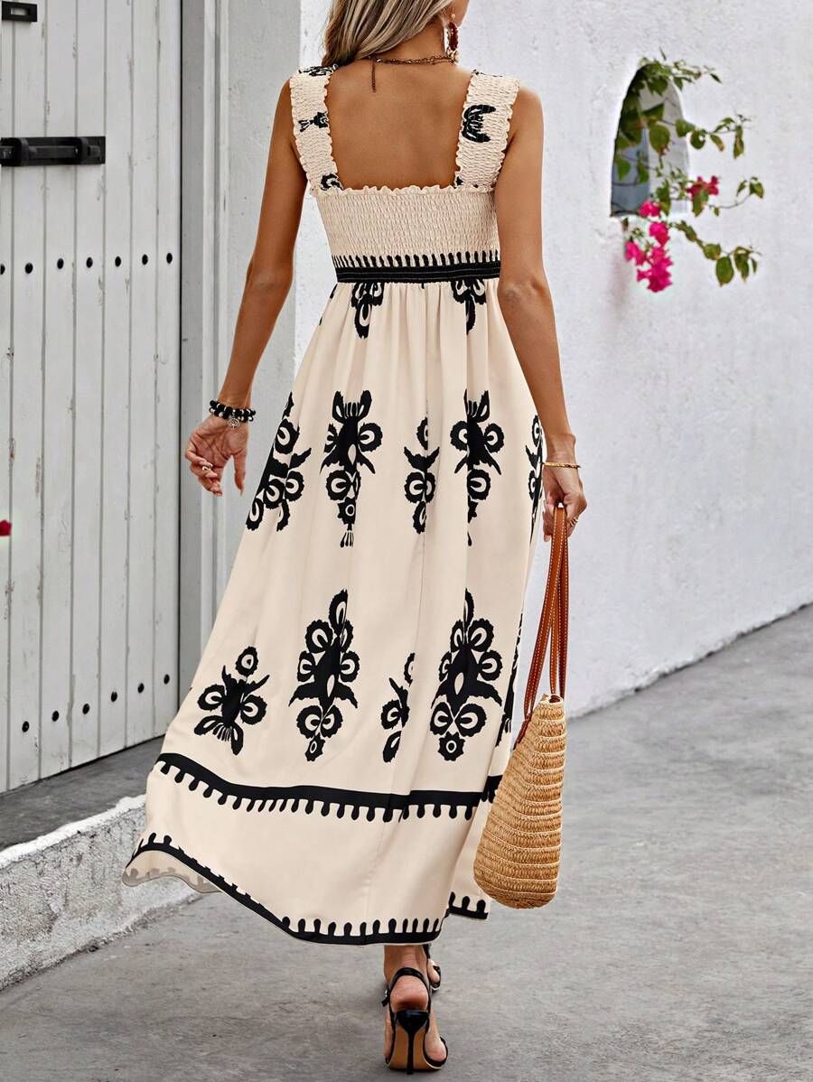 Valentina - Vestido de Playa Sin Mangas con Escote Cuadrado Elegante