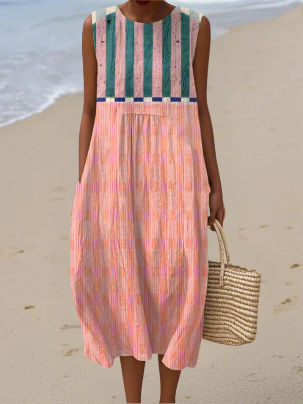 Lily™ Vestido midi a rayas pastel