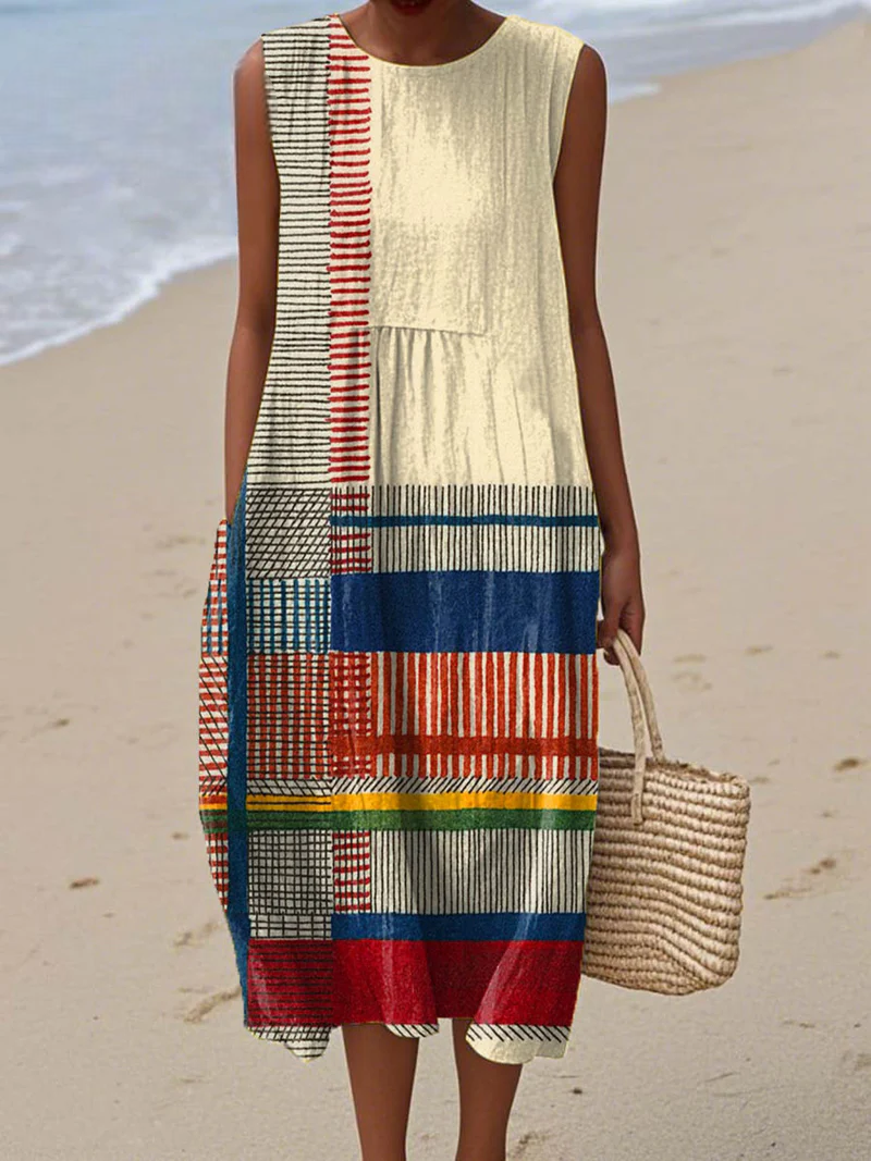 Amara - Vestido de Verano a Rayas Patrimoniales