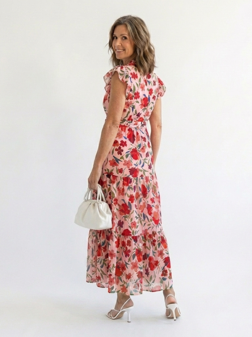 Lila | Vestido Midi Con Escote En V Y Capas