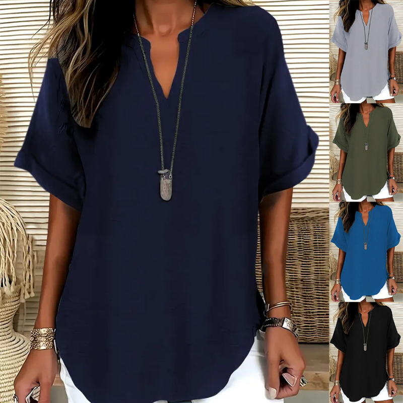 Émilie™ — Blusa fluida elegante con cuello abierto
