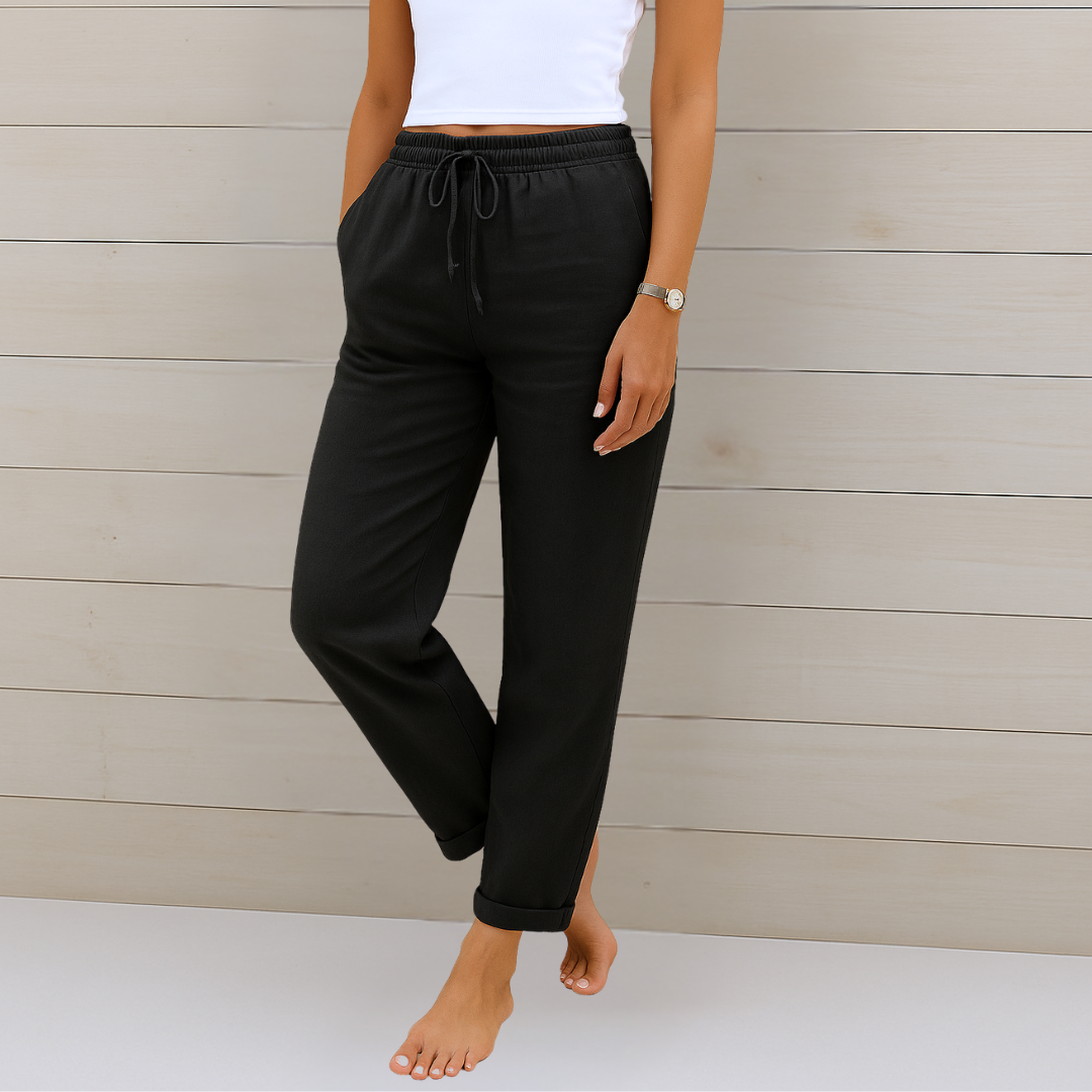 Maylora | Pantalones de Lino Relax con Cintura Ajustable